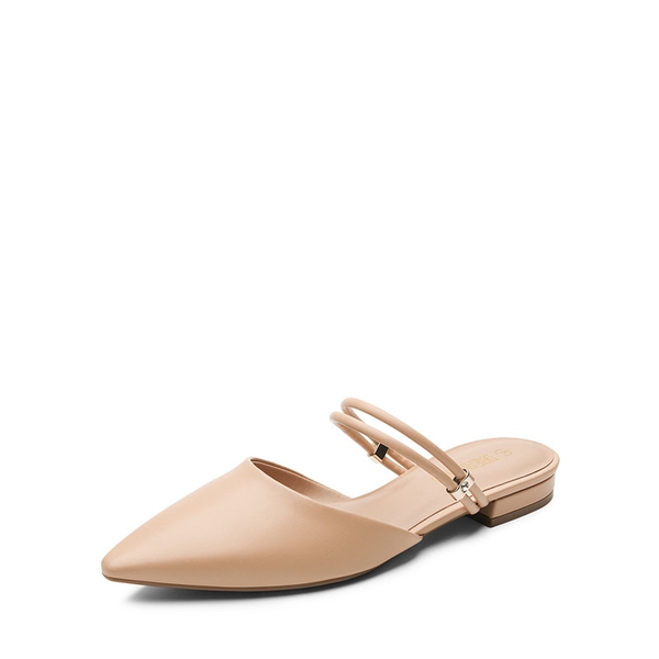 Pointed Toe Two-Way Slip on Mules - NUDE -  0